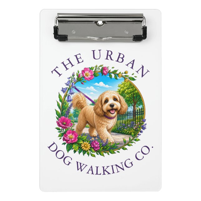 Dog Walker Trainer Cockapoo Logo Mini Clipboard (Front)