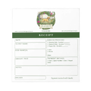 Dog Walker Trainer Receipt Invoice Pad Labrador