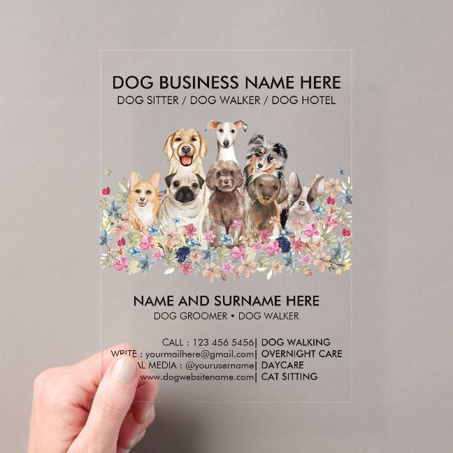 Dog Walker Transparent Acrylic Invitations