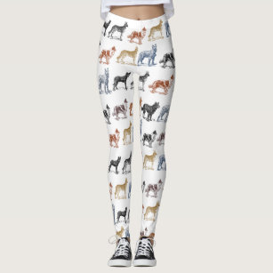 Border Collie Dog Print Capris Leggings Ivory Border Collie Dog Print Capris Leggings Ivory
