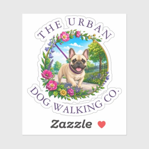 Dog Walker Vinyl Cut-Out Sticker - French Bulldog