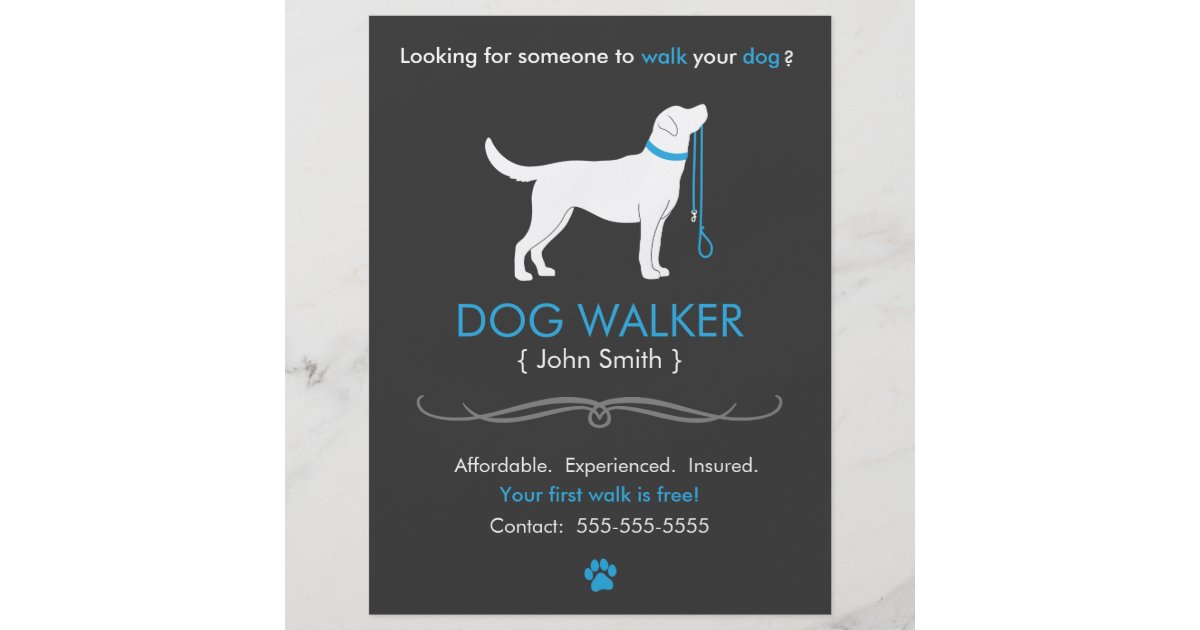 dog walker walking business flyer template zazzle com dog walker advertising ideas