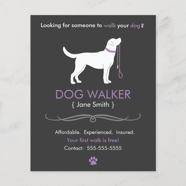 Dog Walker Walking Business Flyer Template small (Front)