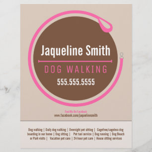 Dog Walker Walking Leash Loop Pink Promotional Flyer