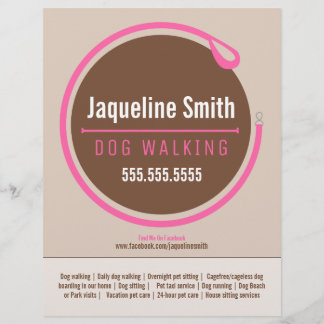 Dog Walker Walking Leash Loop Pink Promotional Flyer