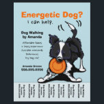 Dog Walker Walking Personalized Tear Sheet<br><div class="desc">Promote your dog walking business with these full color eye-catching flyers that you personalize with your own info. Original design by Andie, illustrator and creator of Off-Leash Art™, featuring her hand drawn Border Collie illustration. To change the background color, click the orange "customize it!" button below the product image, then...</div>