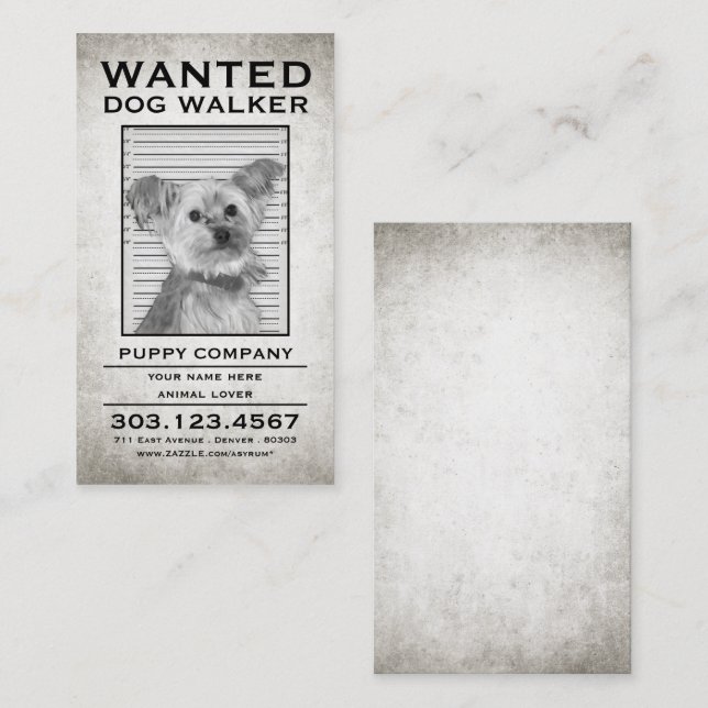 dog walker wanted poster business card | Zazzle