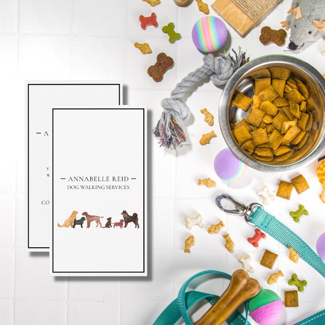 Dog Walker Watercolor Professional Vertical Business Card (Creator Uploaded)