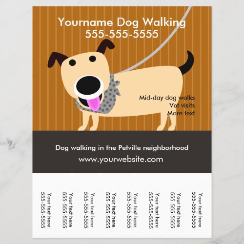 Dog Walkers flyer with tear_off tags