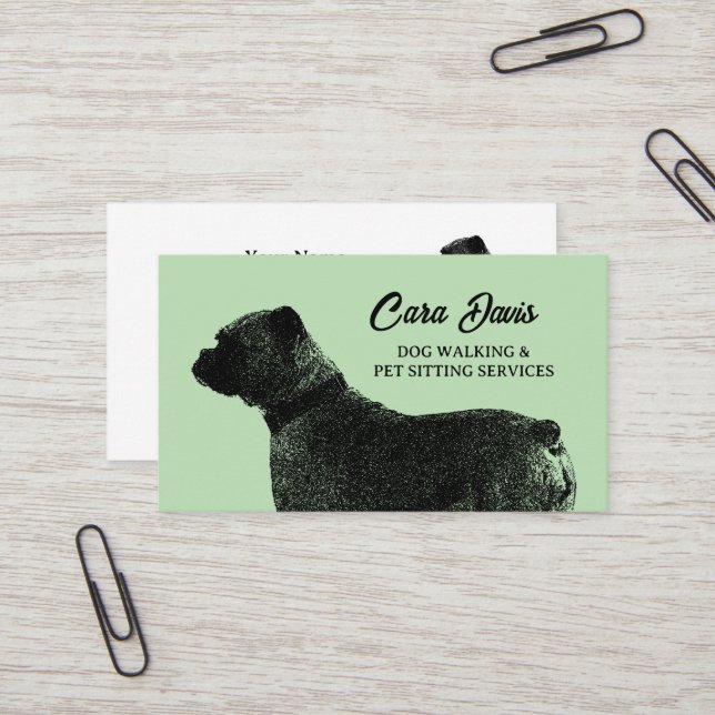 Dog walking and pet setting business card template (Front/Back In Situ)