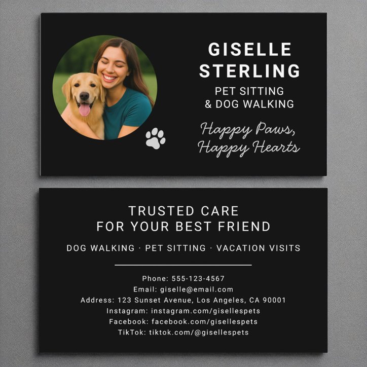 Dog Walking And Pet Sitting Clean Modern Business Card