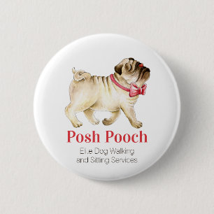 Dog walking and sitting service posh pug red button