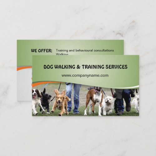 Dog walking and training services business card