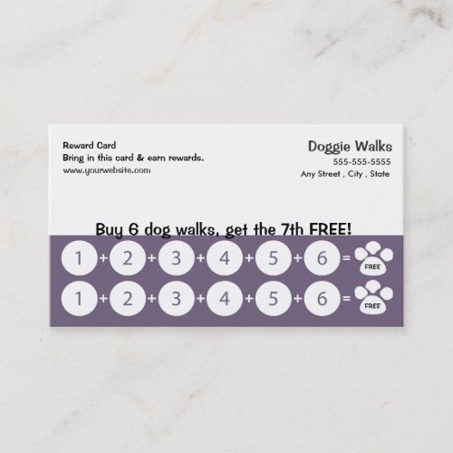 Dog Walking Business Card Loyalty Card