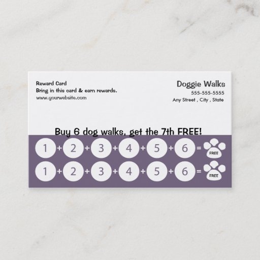 Customizable Dog Walking Business Card Loyalty Card