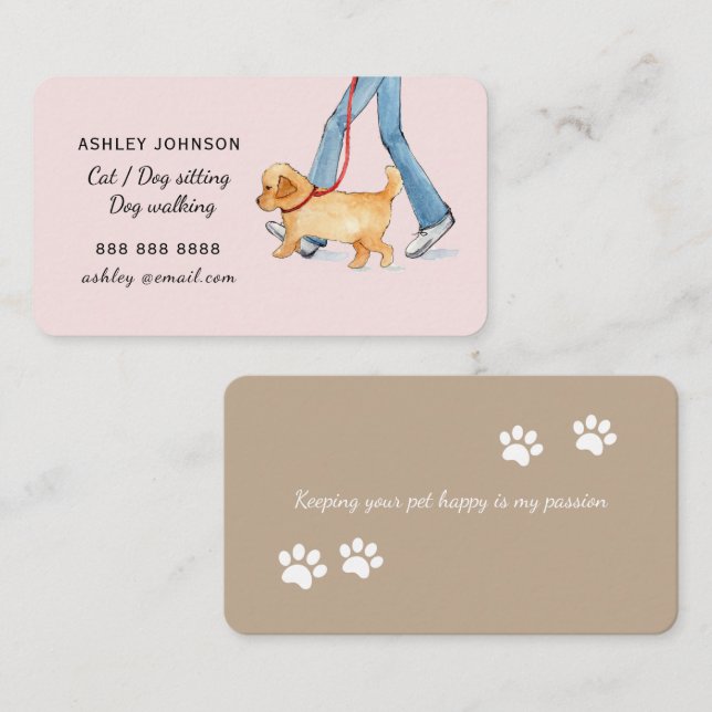 Dog walking Business card Tan back (Front/Back)