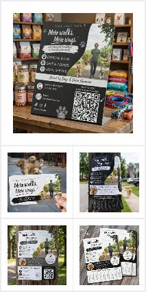 Dog Walking Business Cards and Flyers Black Theme