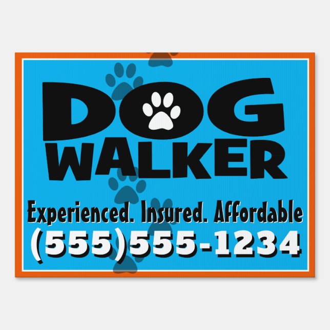 Dog Walking Business Dog Walker Promotional Sign (Front)