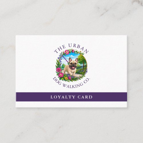 Dog Walking Business Loyalty Card - French Bulldog