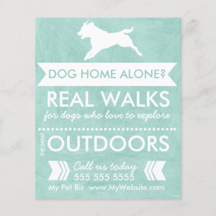 Dog Walking Business Marketing Flyer in Aqua Blue
