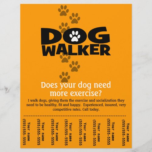 Dog Walking Business tear sheet flyer template