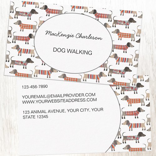 Dog Walking Dachshund Sausage Dog Business Card