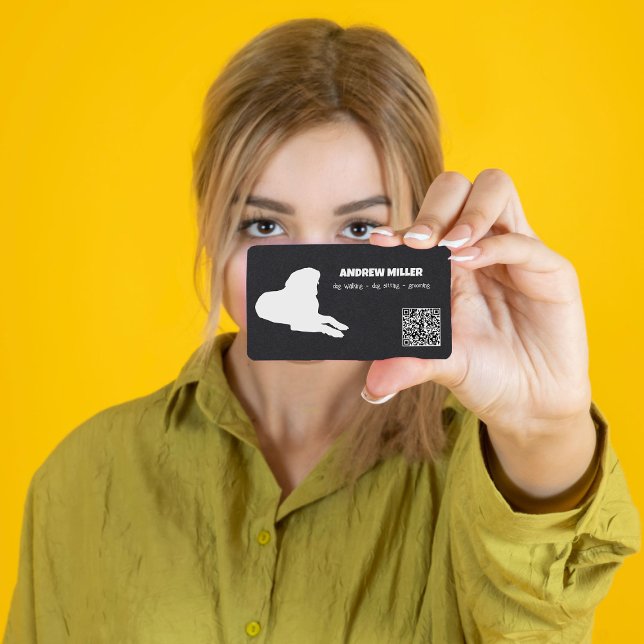 Dog Walking Dog Sitter QR Business Card (Dog Walking Business Cards)