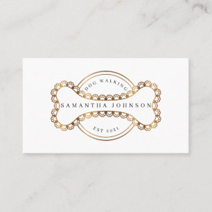 Dog walking.dog sitting,dog grooming in gold business card
