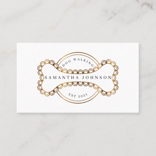 Dog walkingdog sittingdog grooming in gold business card