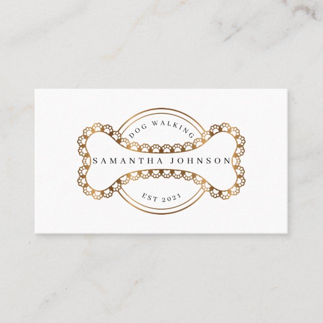 Dog walking.dog sitting,dog grooming in gold business card (Front)