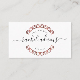 Dog walking.dog sitting,dog grooming in rose gold business card