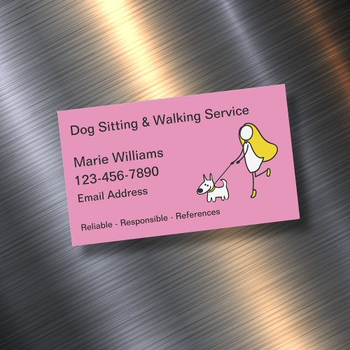 Dog Walking Dog Sitting Magnetic Business Cards