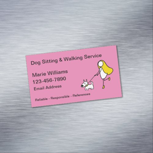 Dog Walking Dog Sitting Magnetic Business Cards