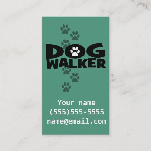 Dog Walking. Dog walker business card. teal
