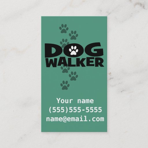 Customizable Dog Walking. Dog walker business card. teal