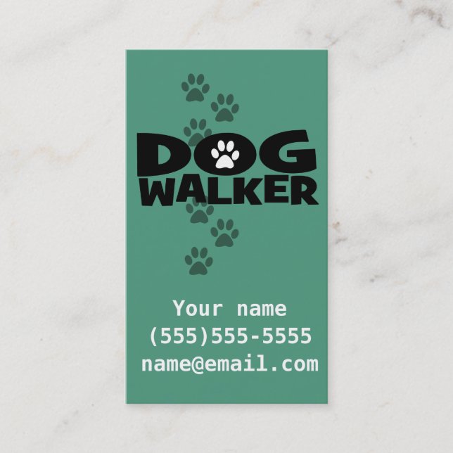 Dog Walking. Dog walker business card. teal Card (Front)