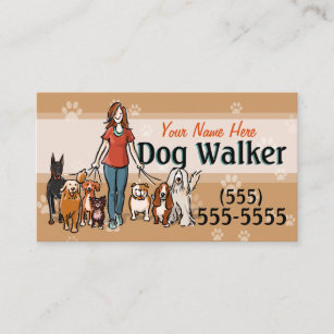 Dog Walking Dog Walker Training Female Promo Card