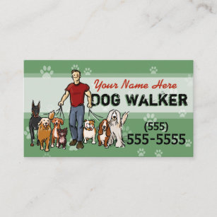 Dog Walking Dog Walker Training MALE Custom Promo Business Card