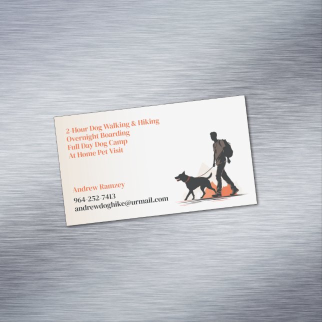 Dog Walking Hiking Pet Sitting Business Card Magnet (In Situ)