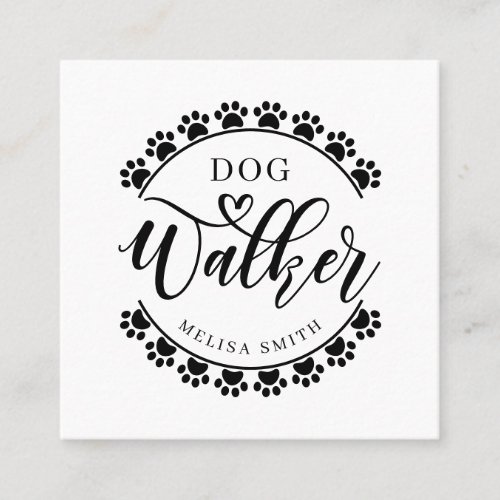 Dog walking in shape of a circle_editable color square business card