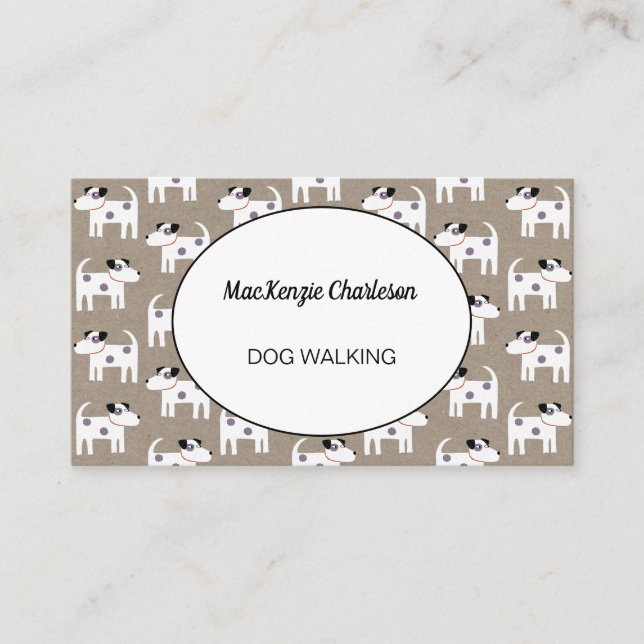 Dog Walking Jack Russell Terrier Brown Paper Business Card (Front)