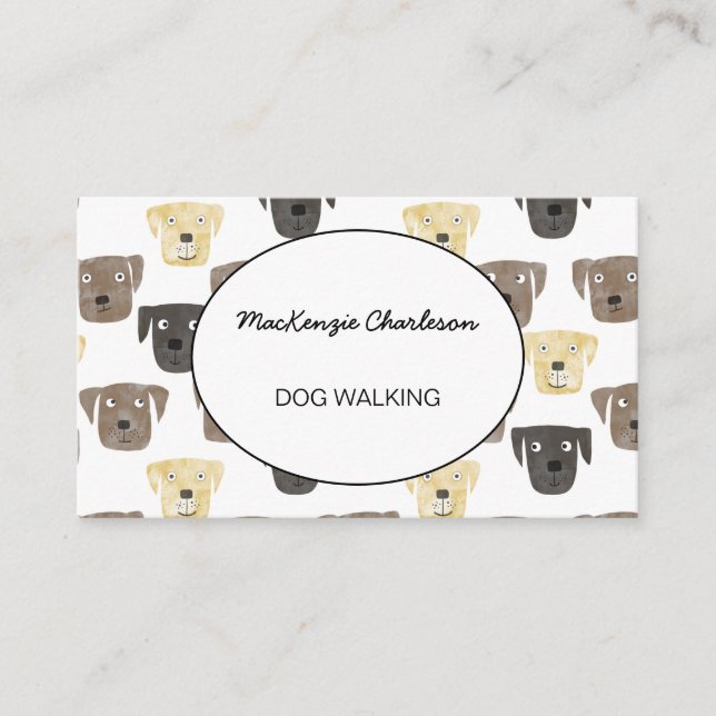 Dog Walking Labrador Retriever Dog Business Card (Front)