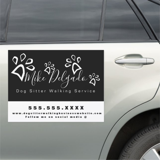Dog Walking Pet Business Paw Logo Car Magnet (In Situ)