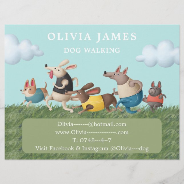 Dog walking pet care services promotional flyer (Front)