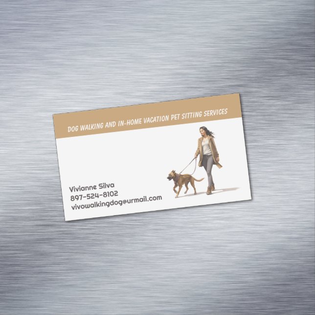 Dog Walking Pet Sitting Boarding Business Card Magnet (In Situ)