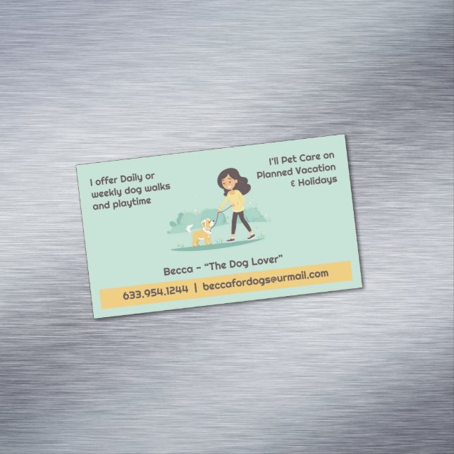Dog Walking Pet Sitting Boarding Business Card Magnet (In Situ)