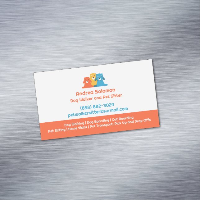 Dog Walking Pet Sitting Boarding Business Card Magnet (In Situ)