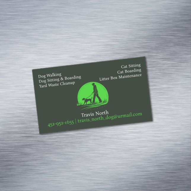 Dog Walking Pet Sitting Business Card Magnet (In Situ)