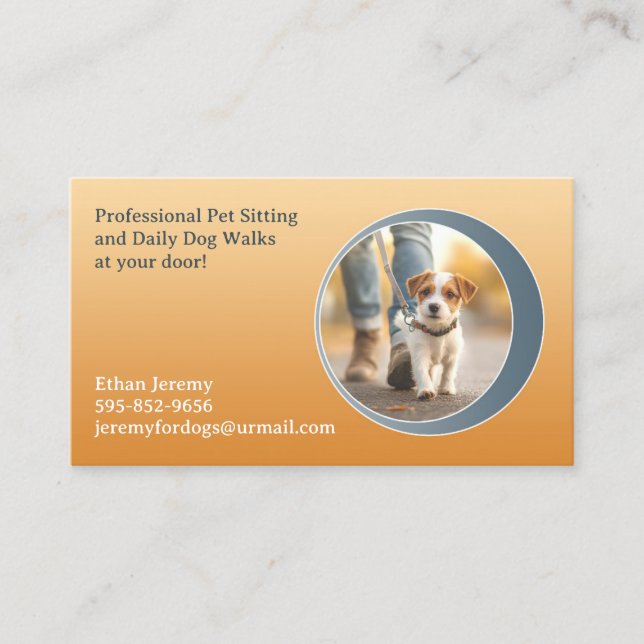 Dog Walking Pet Sitting Business Card Template (Front)
