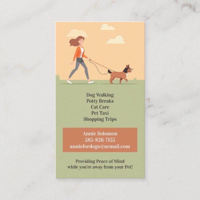 Dog Walking Pet Sitting Business Card Template (Front)